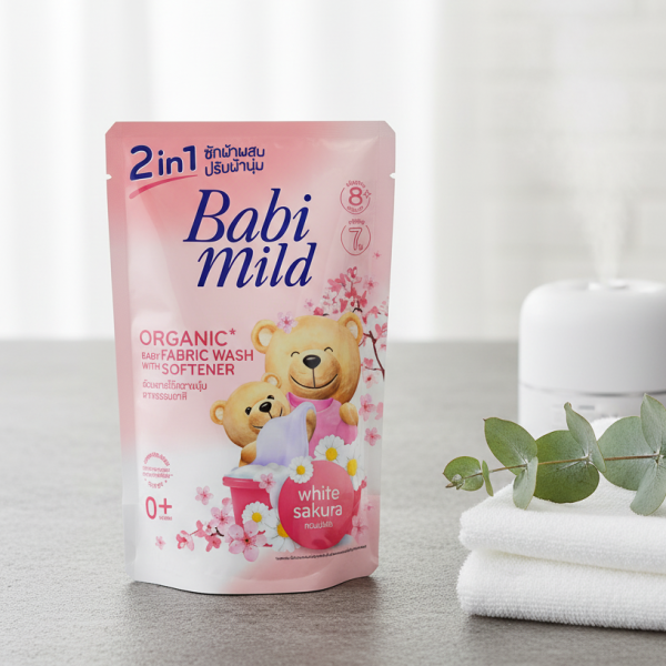 Babi Mild Organic Baby Fabric Wash Natural 2in1 White Sakura 2400ml