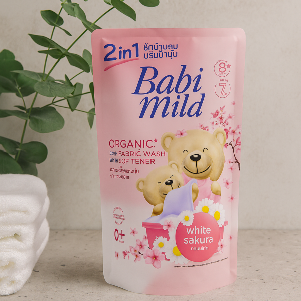 Babi Mild Organic Baby Fabric Wash Natural 2in1 White Sakura 2400ml