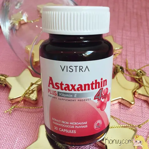 VISTRA Astaxanthin 4 Mg Plus Vitamin E 30 Capsules, dietary supplement, Astaxanthin 4 mg. Plus Vitamin E