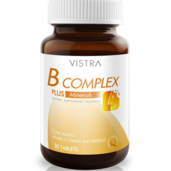 Vistra B-Complex Plus Minerals 30 Tablets Vitamin B complex dietary supplement