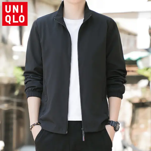 Stand-Up Collar Sportswear with Zipper Pockets